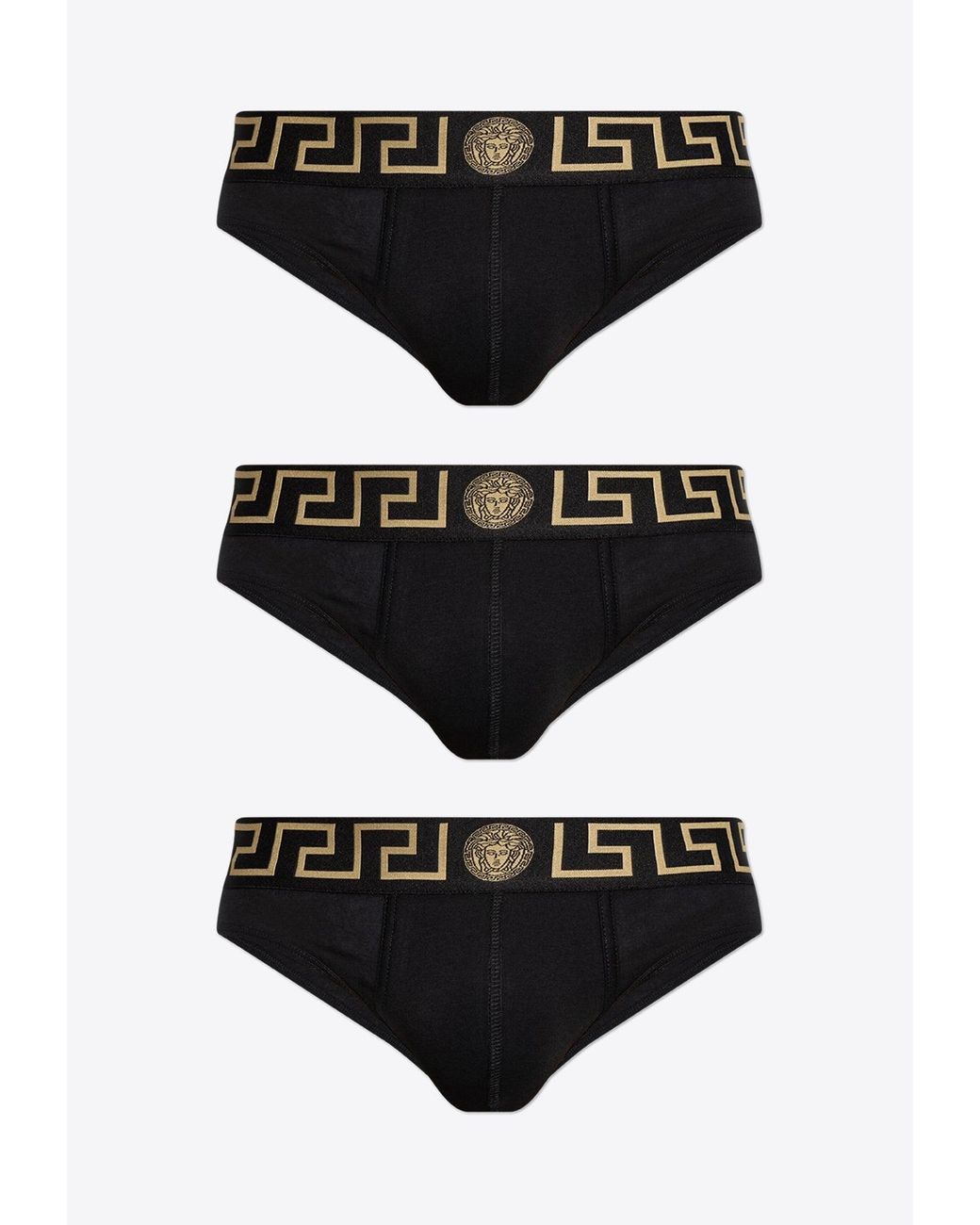 Versace Black Greca Border Briefs for men