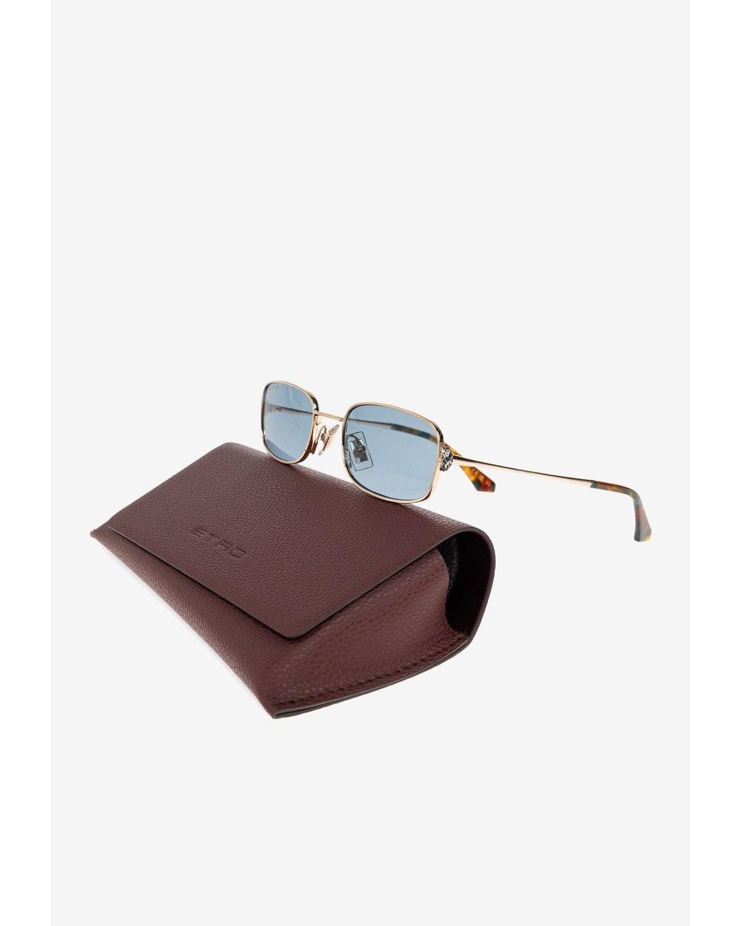 Etro Blue Fine Jewelry Rectangular Sunglasses