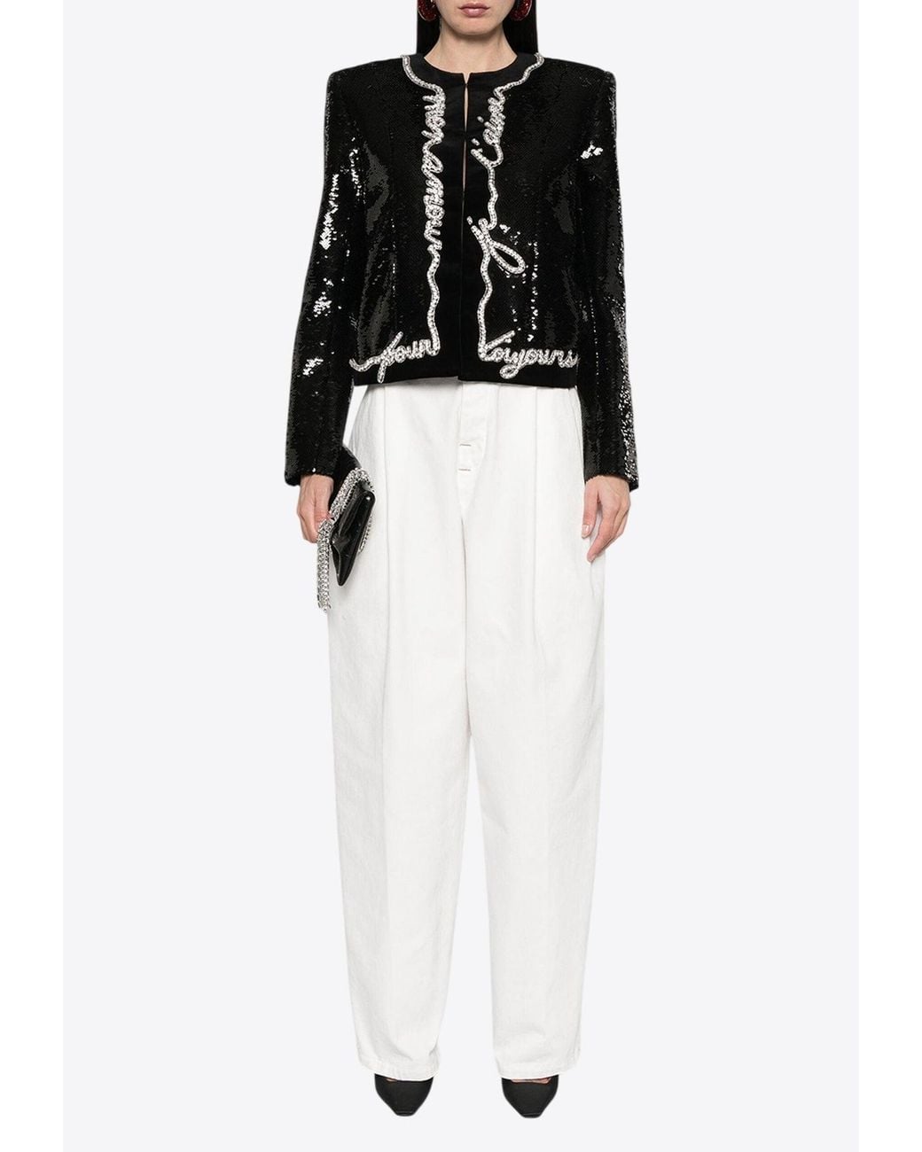 Balmain Black Love Letter Sequined Jacket