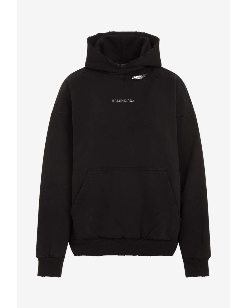 女性も【BALENCIAGA】ショルダー ロゴ スウェット フーディー 黒 女性も【BALENCIAGA】ショルダー ロゴ スウェット フーディー 黒