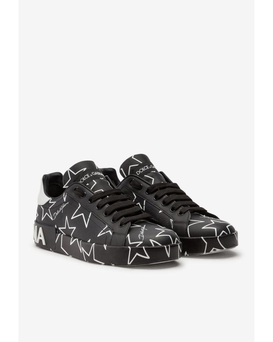 Dolce & Gabbana Mixed Star Print Portofino Sneakers In Nappa