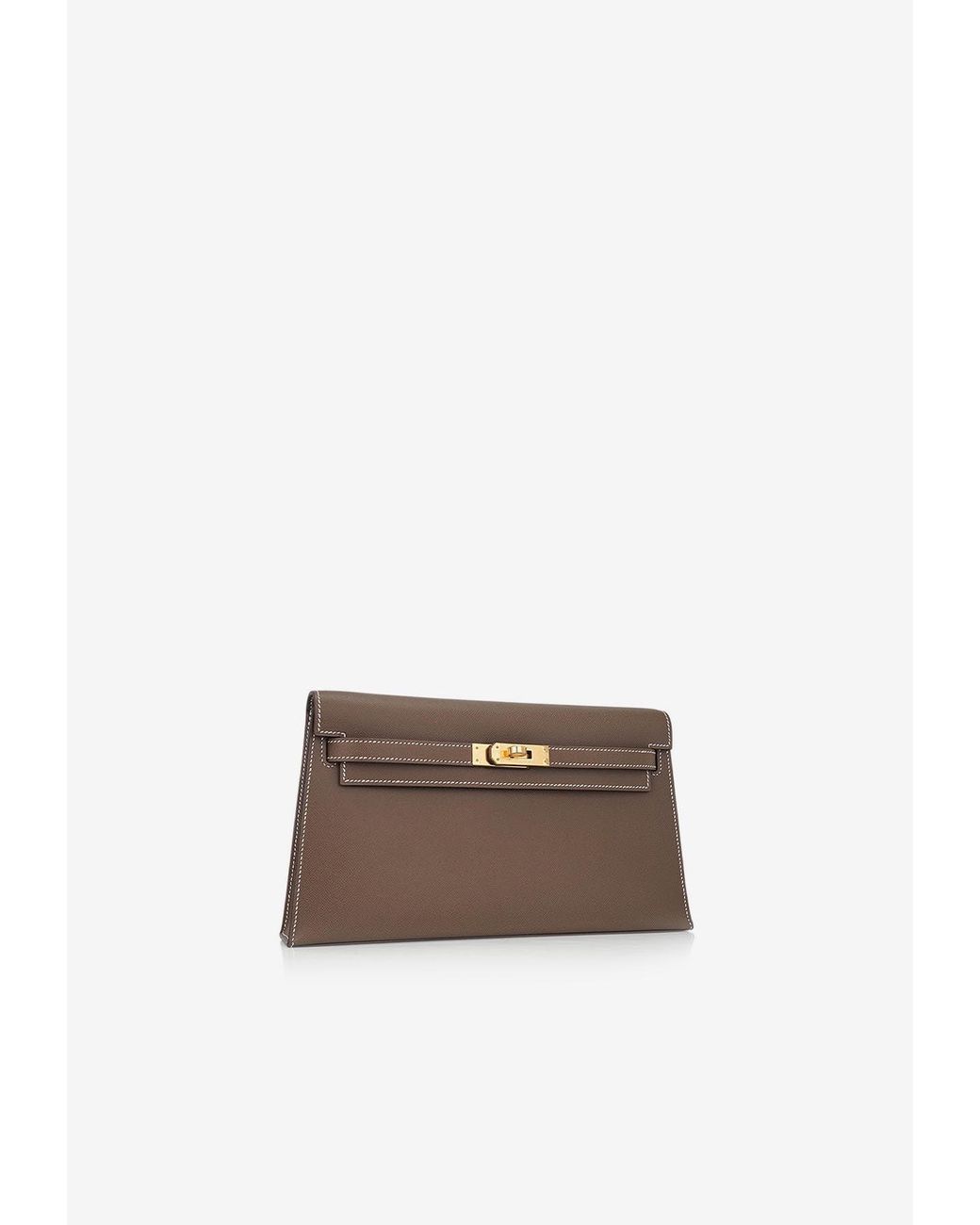 Hermès Kelly Elan In Etoupe Veau Madame Leather With Gold Hardware