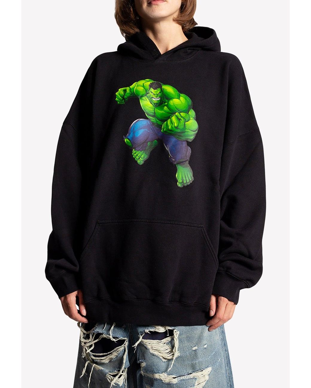 Balenciaga Marvel Hulk Print Hooded Sweatshirt in Black | Lyst Balenciaga Marvel Hulk Print Hooded Sweatshirt in Black | Lyst