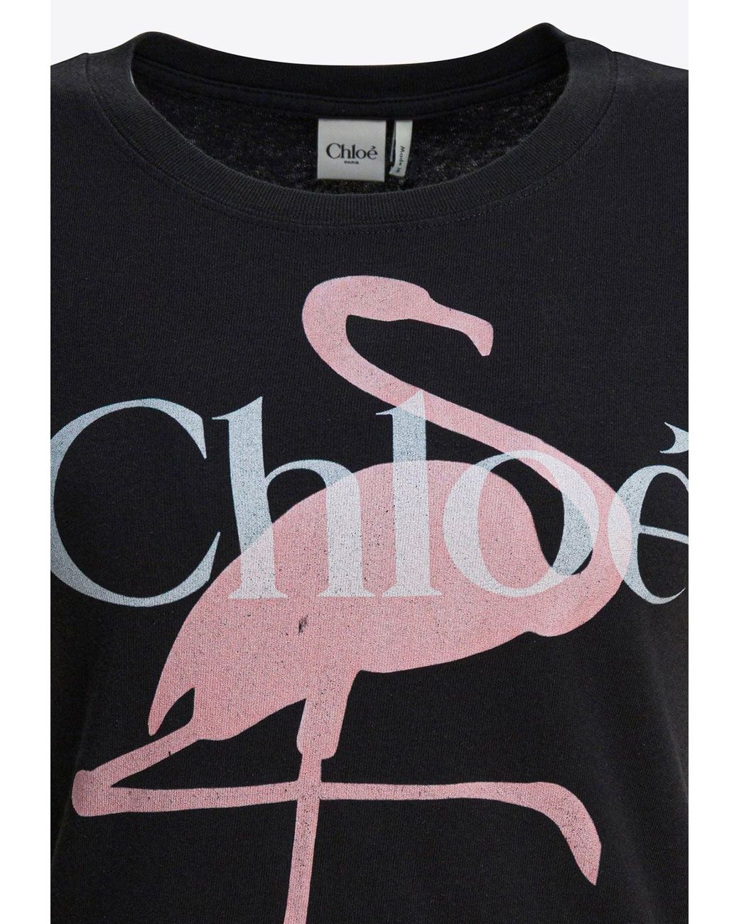 Chloé Flamingo Logo T-Shirt in Black | Lyst
