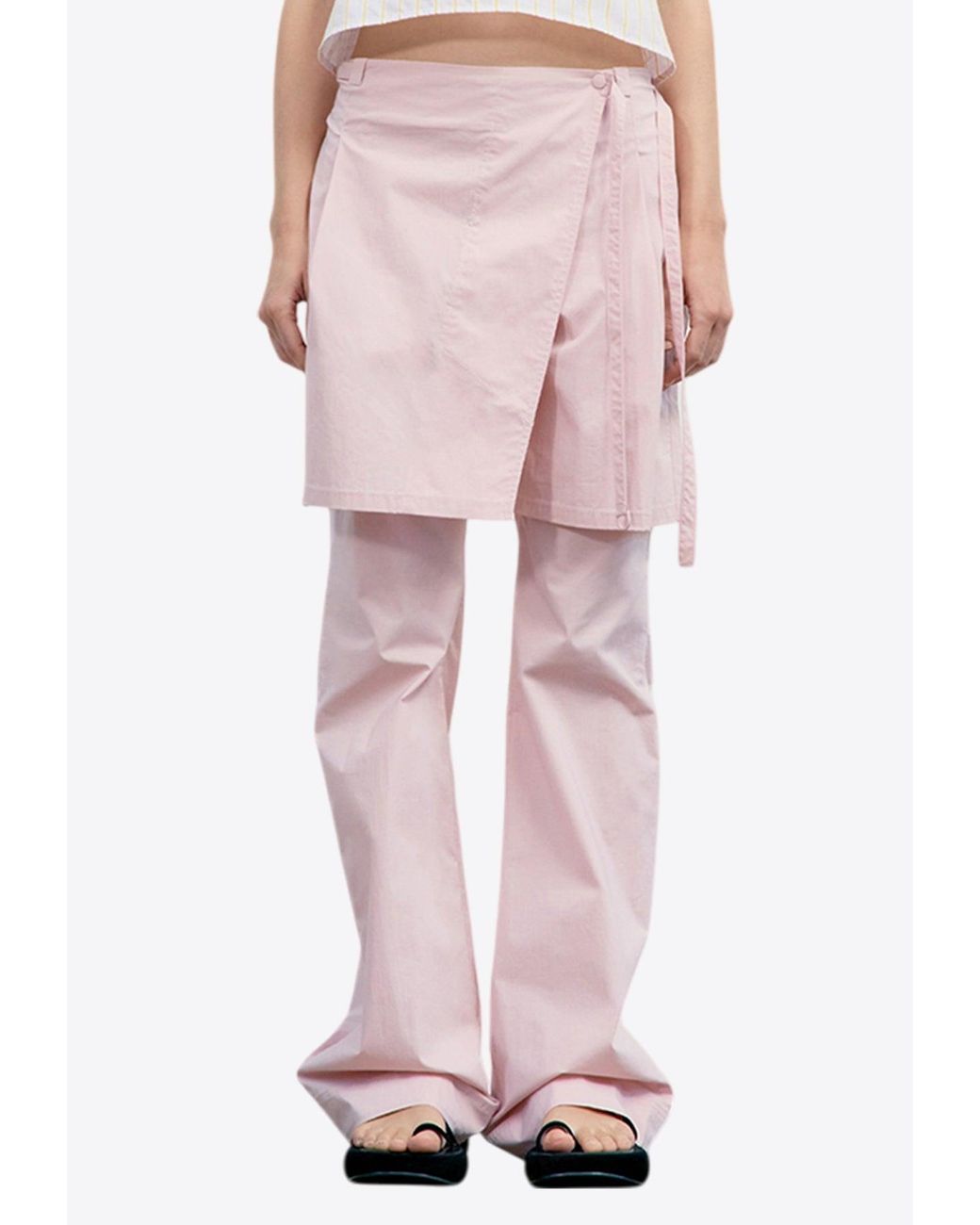パンツ LOW CLASSIC : 25SS / NEW LAYERED WRAP SKIRT PANTS (3COLORS) Low Classic Layered Wrap Skirt Pants in Pink | Lyst