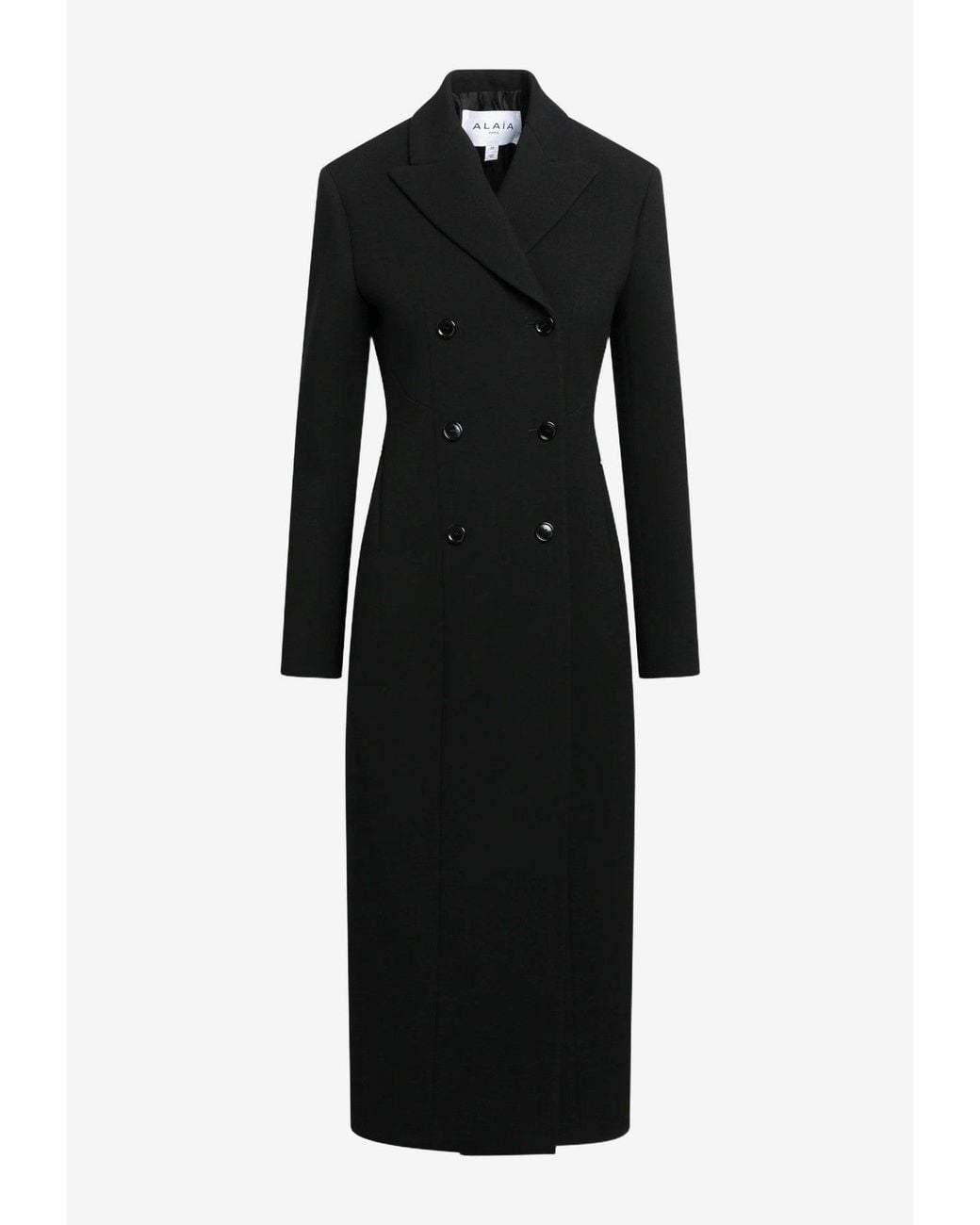Alaïa Black Double-Breasted Tailored Wool Coat