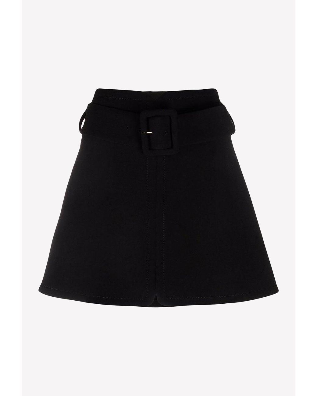 Versace Wool High-waist Belted Mini Skirt in Black | Lyst