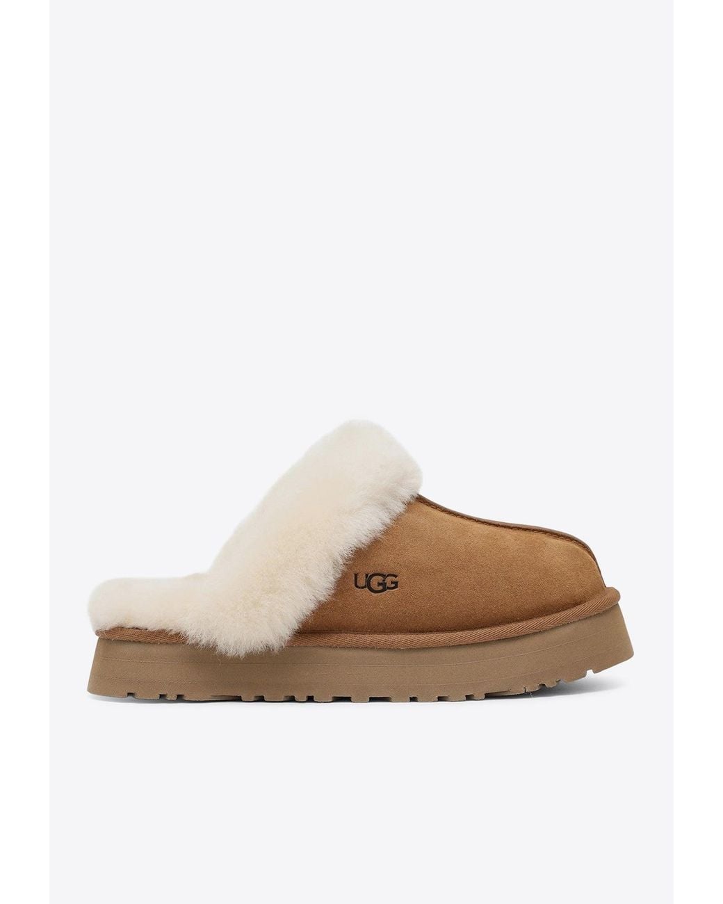 Ugg White Disquette Shearling Slippers