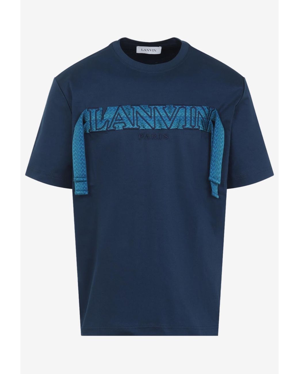 LANVIN｜SHORT-SLEEVED ROUND NECK T-SHIRTS (RWTS0022J207- Lanvin Curb Lace Short-Sleeved T-Shirt in Blue for Men | Lyst