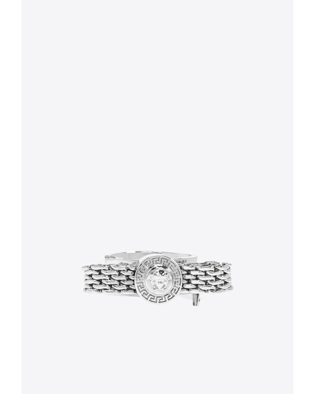 Versace White Gianni Ribbon Ring