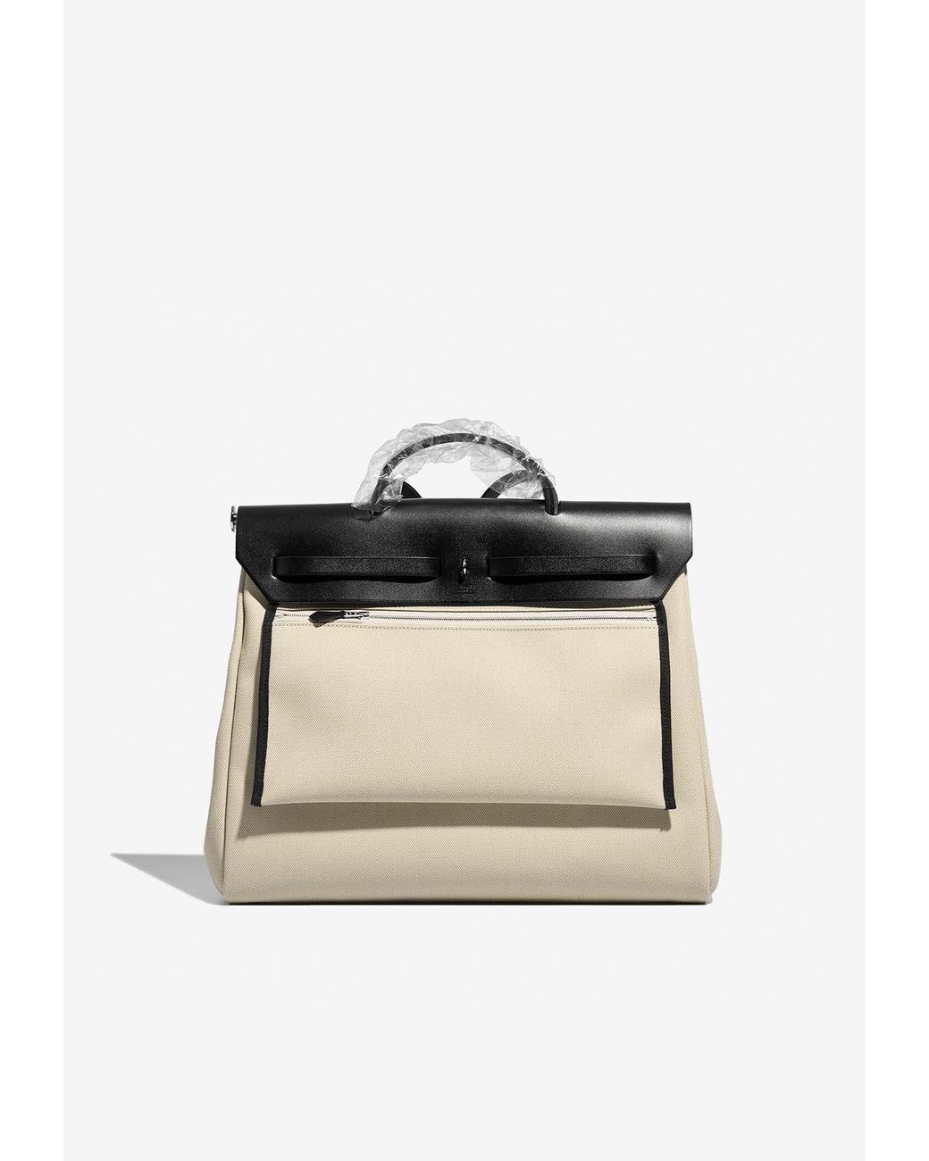 Hermès Herbag 39 In Black Toile And Vache Hunter Leather With Palladium  Hardware
