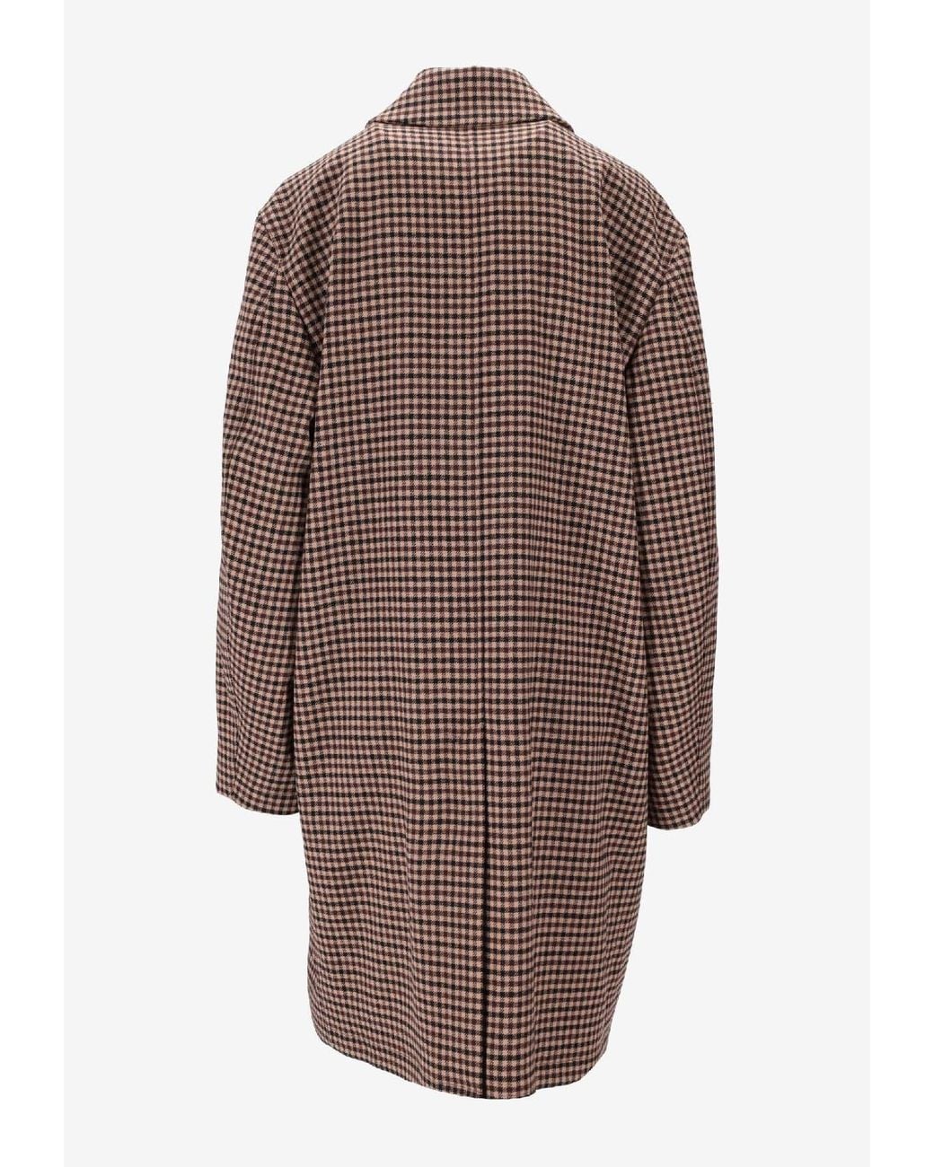 Saint Laurent Brown Mac Checked Coat