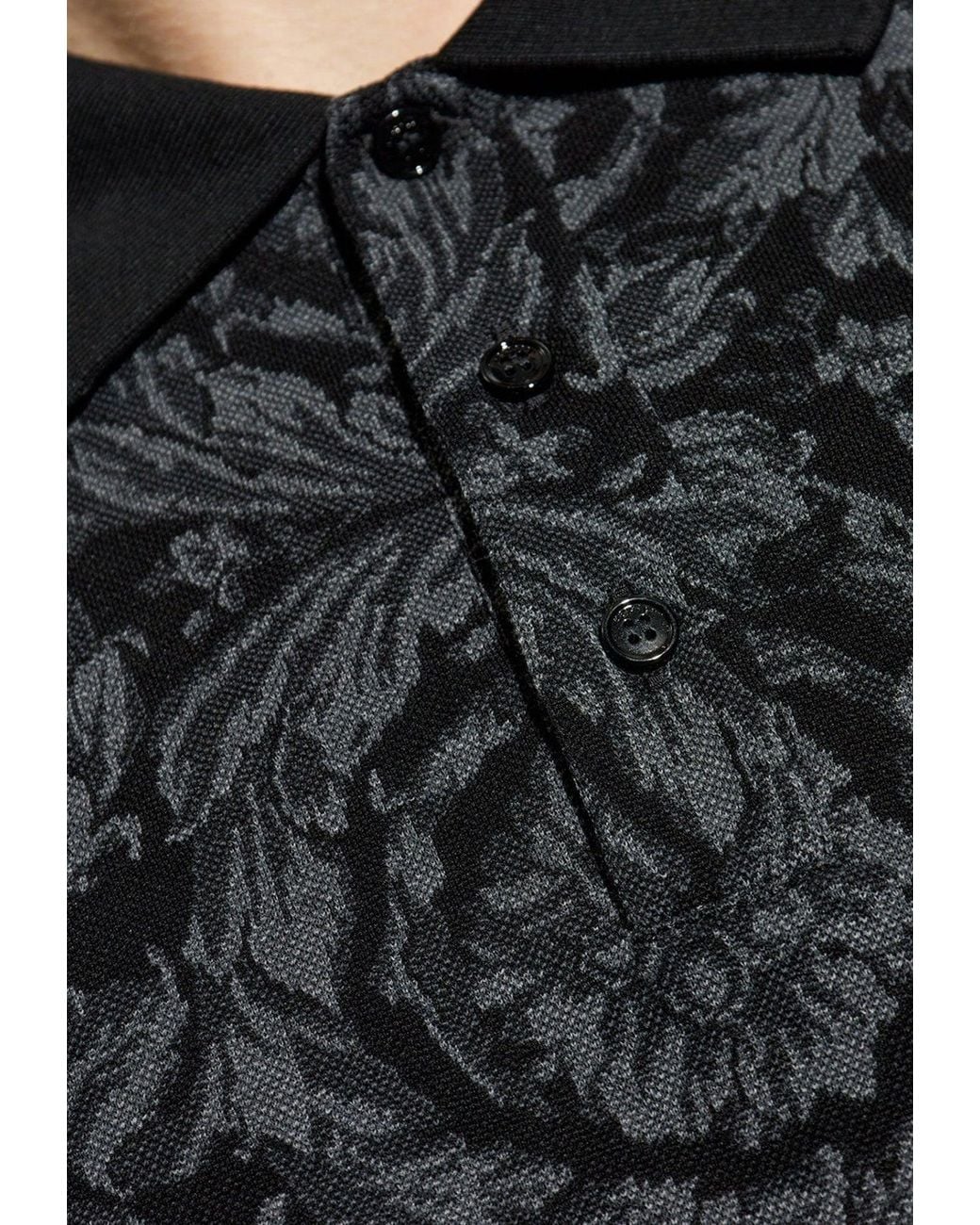 Versace Black Polo With Barocco Pattern for men