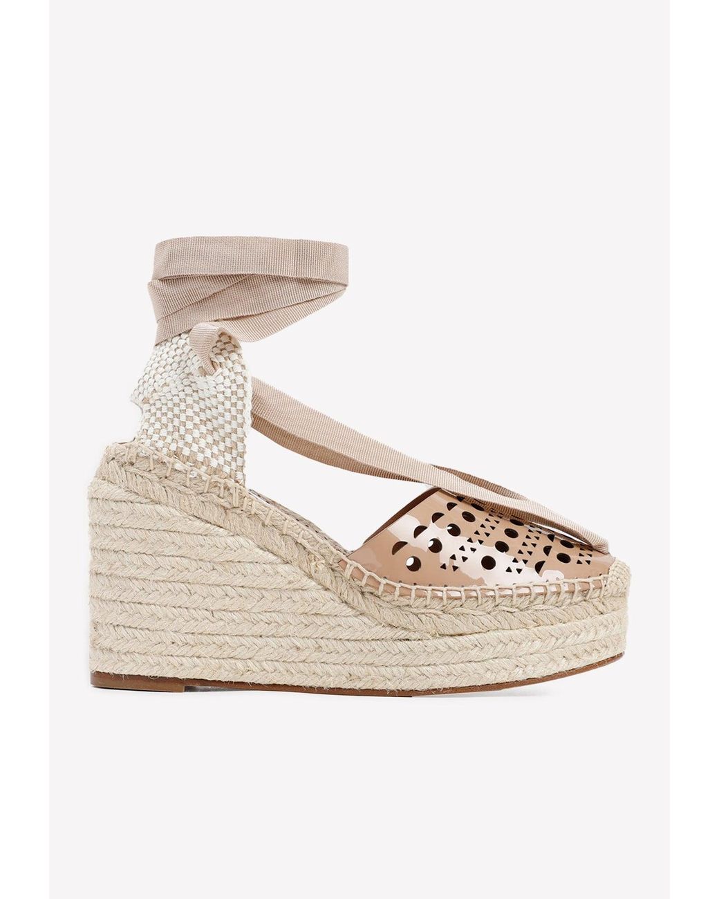 Alaïa Vienne 100 Calf Leather Espadrille Wedges in Natural | Lyst