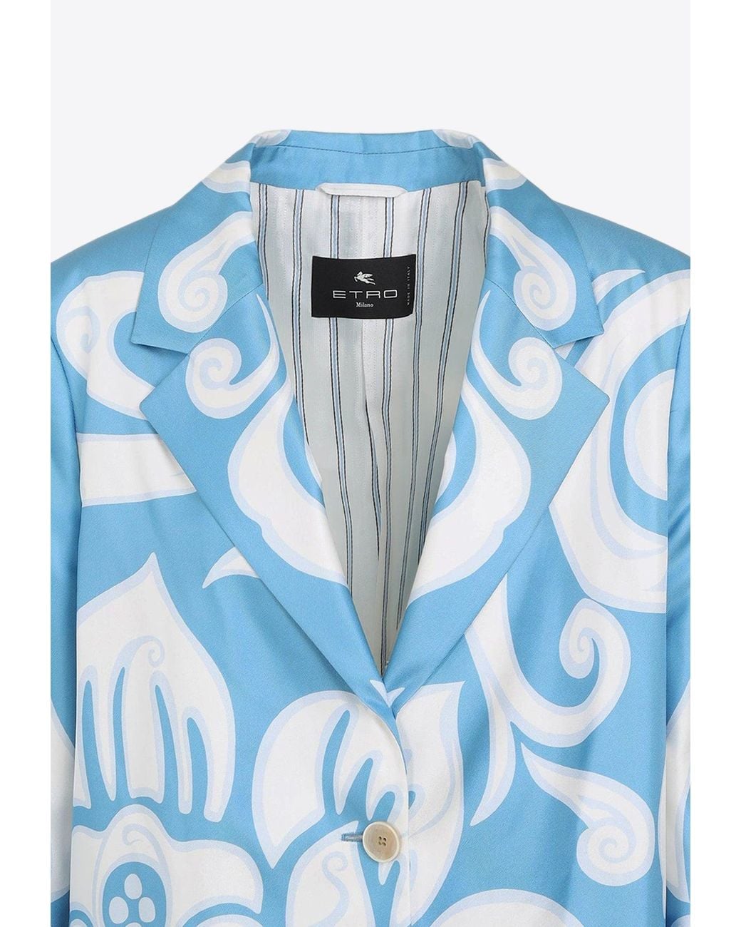 Etro Blue Printed Silk Coat
