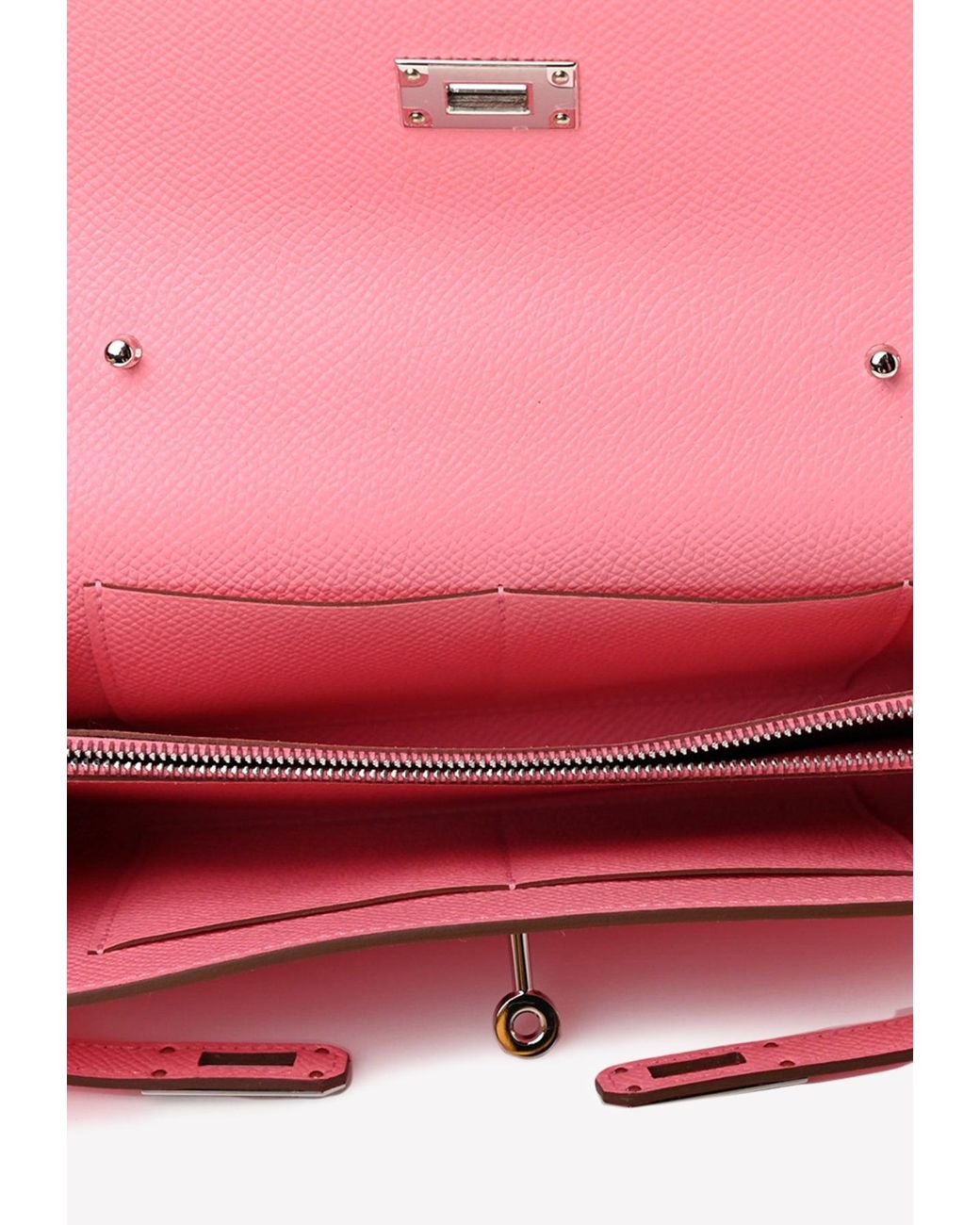 Hermès Kelly To Go Wallet In Rose Confetti Epsom With Palladium