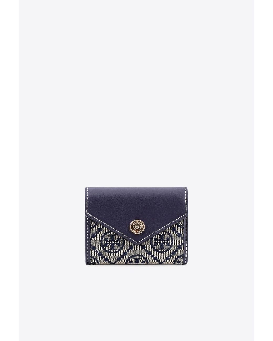 Tory Burch Blue Small T Monogram Jacquard Envelope Wallet