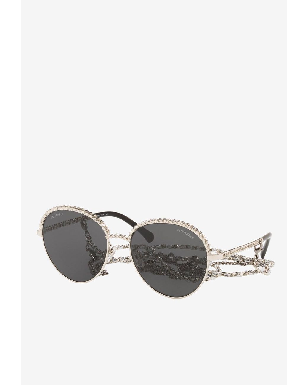 Chanel Pantos Round Chain Sunglasses in Gray