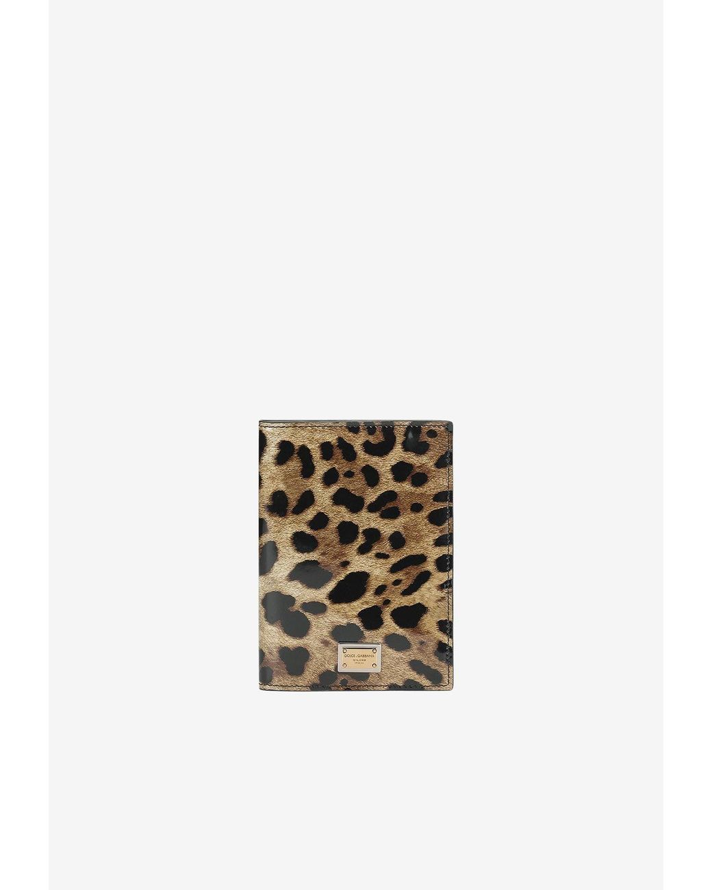 Dolce Gabbana Leopard Print Passport Holder With Logo Plate in White Lyst