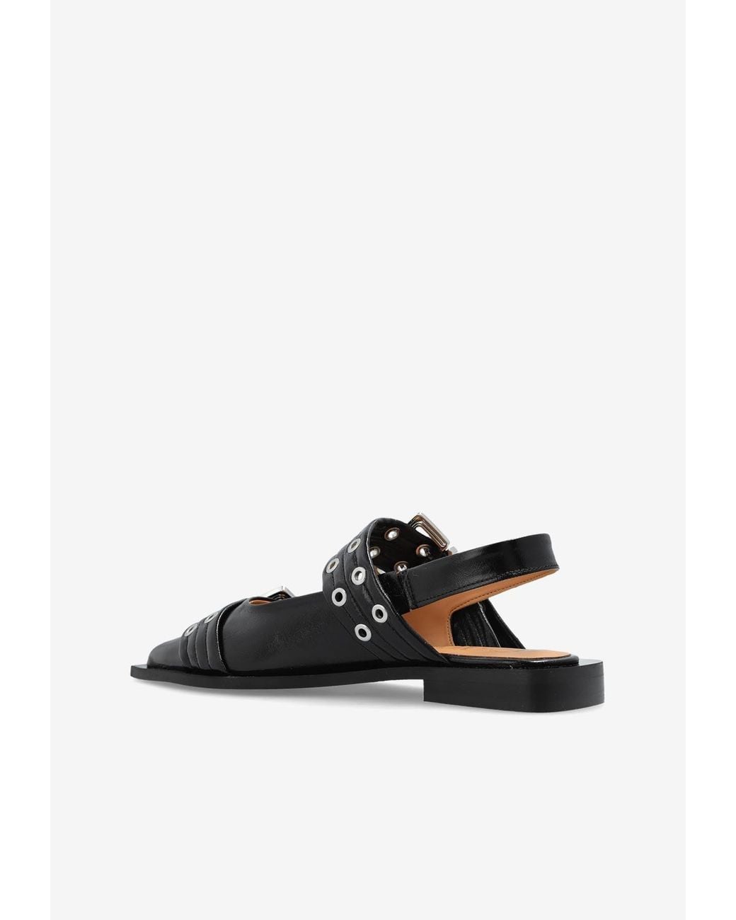Ganni White Feminine Buckle Slingback Flats