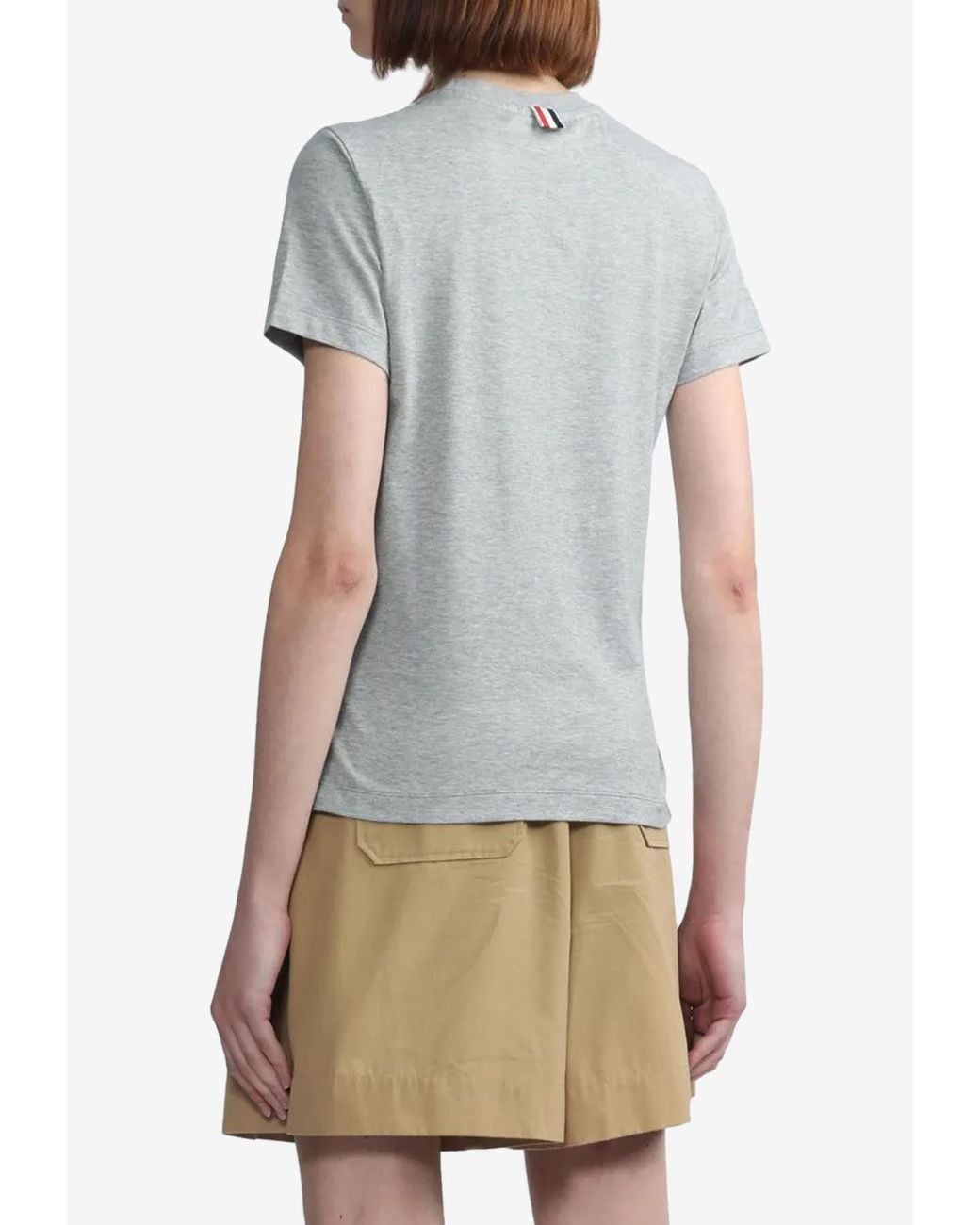 Thom Browne Gray Name Tag Patch T-Shirt