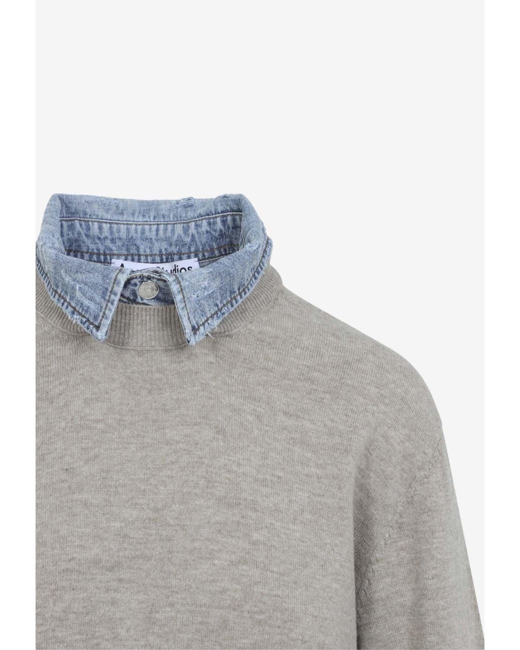 Acne Gray Multi-Layered Wool Sweater