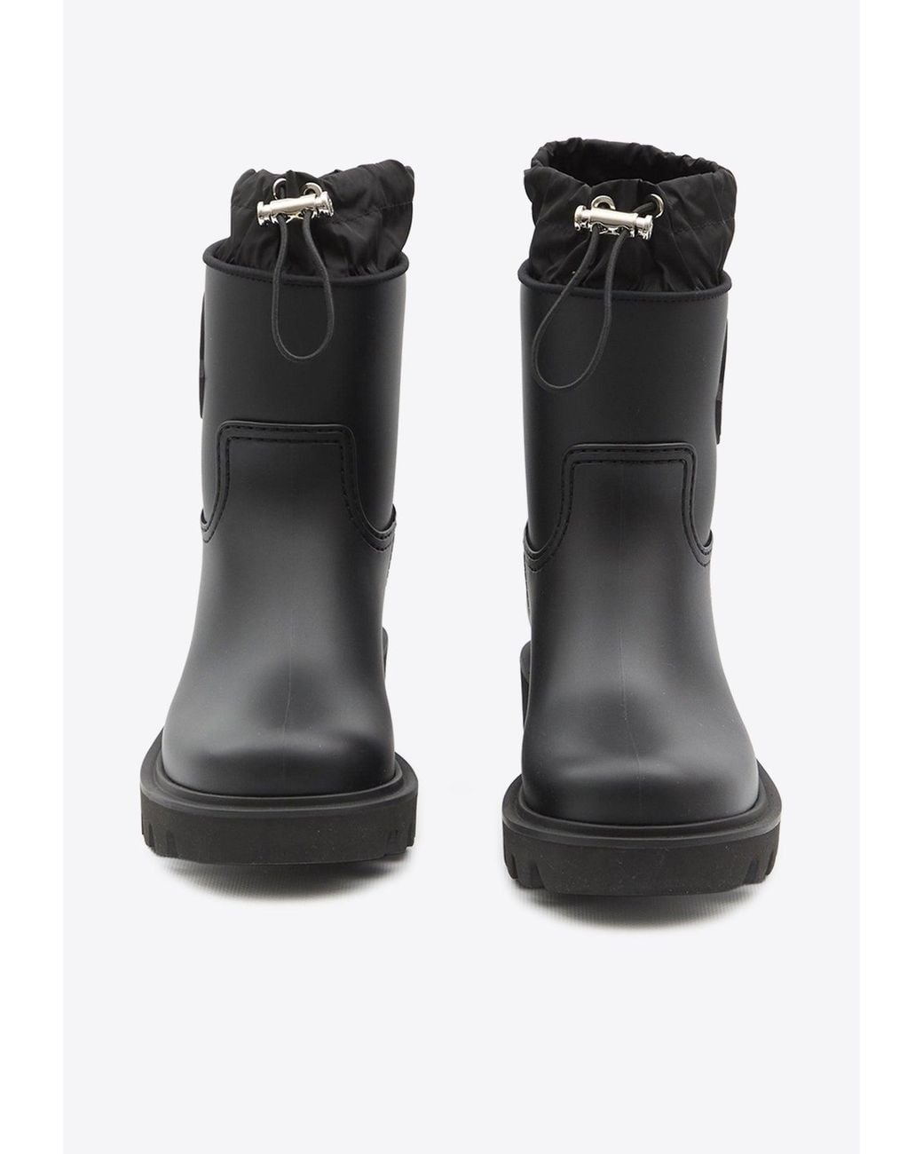Moncler Black Kickstream Drawstring Rain Boots