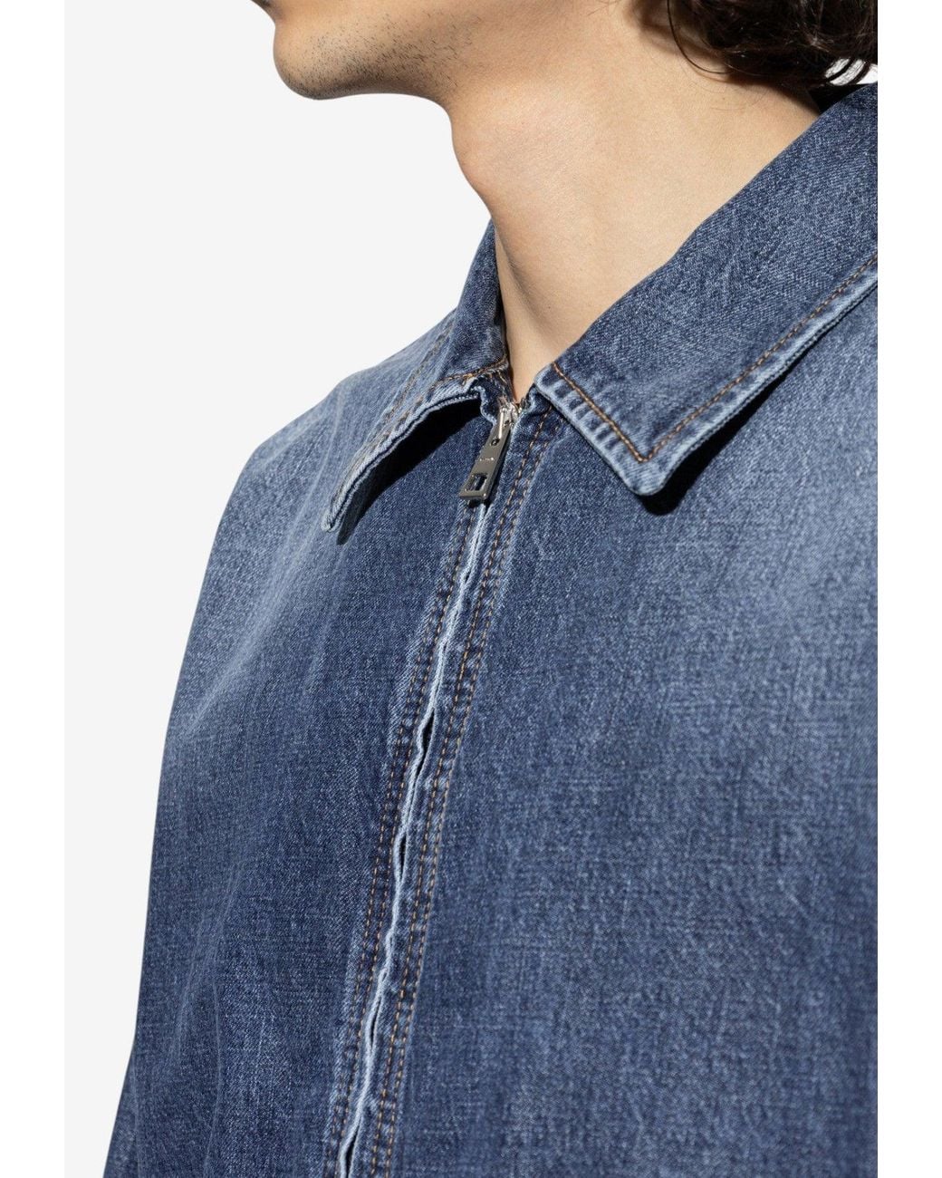 Givenchy Blue Denim Zipped Jacket for men