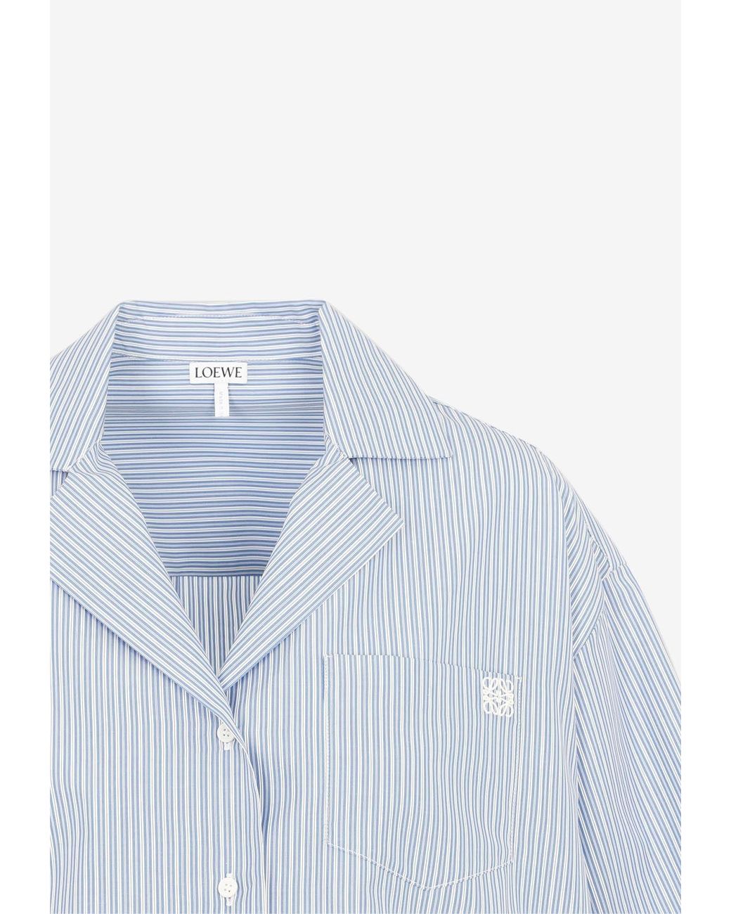【LOEWE】Stripe cape in linen and cotton Cape sweatshirt in cotton blend Blue - LOEWE