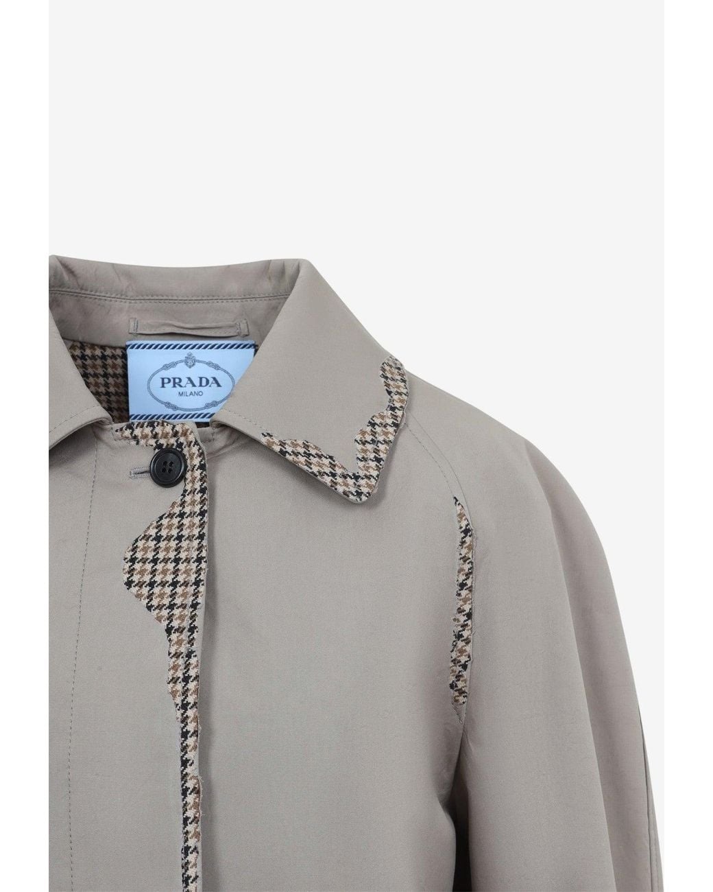 Prada Gray Devoré Effect Bonded Poplin Coat