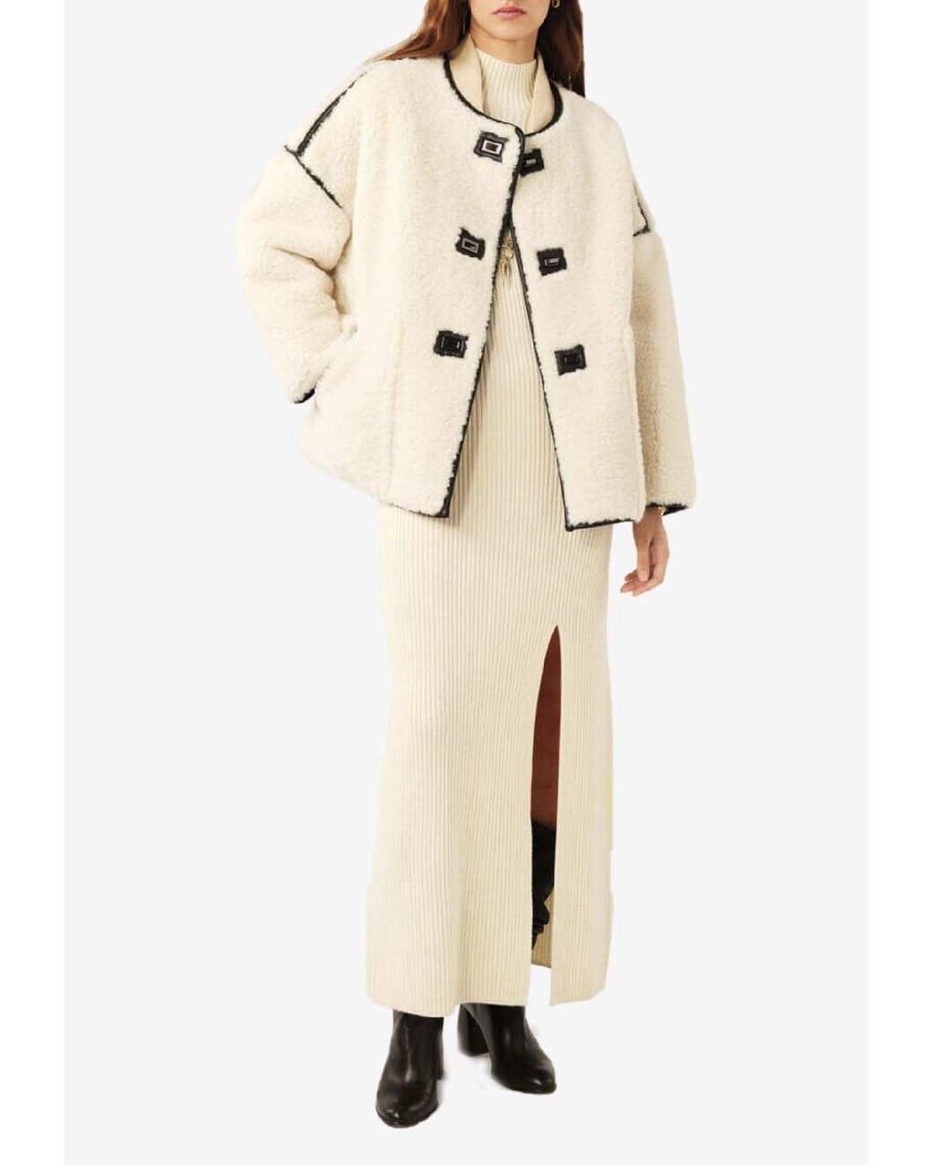 Ba&sh Natural Maury Oversized Shearling Coat
