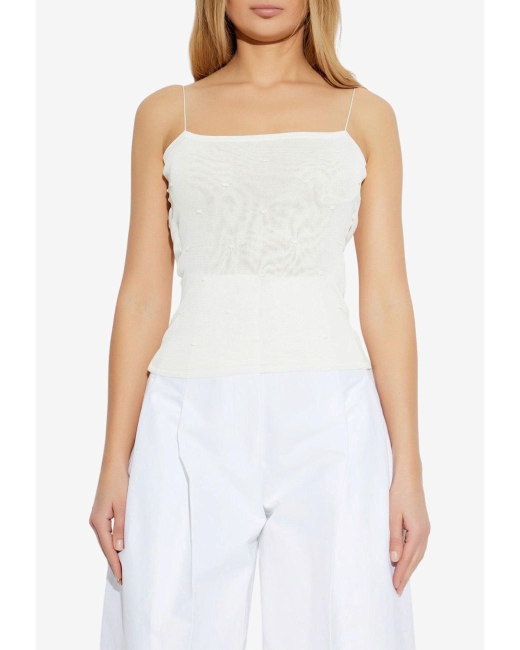 Visualize Meter Squared Jacquemus Strappy Square-Neck Top in White | Lyst