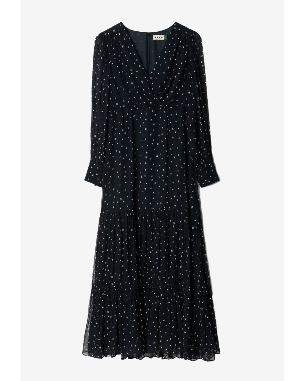 Elsie Rixo RIXO London Elsie Starry Night Chiffon Midi Dress in Black | Lyst