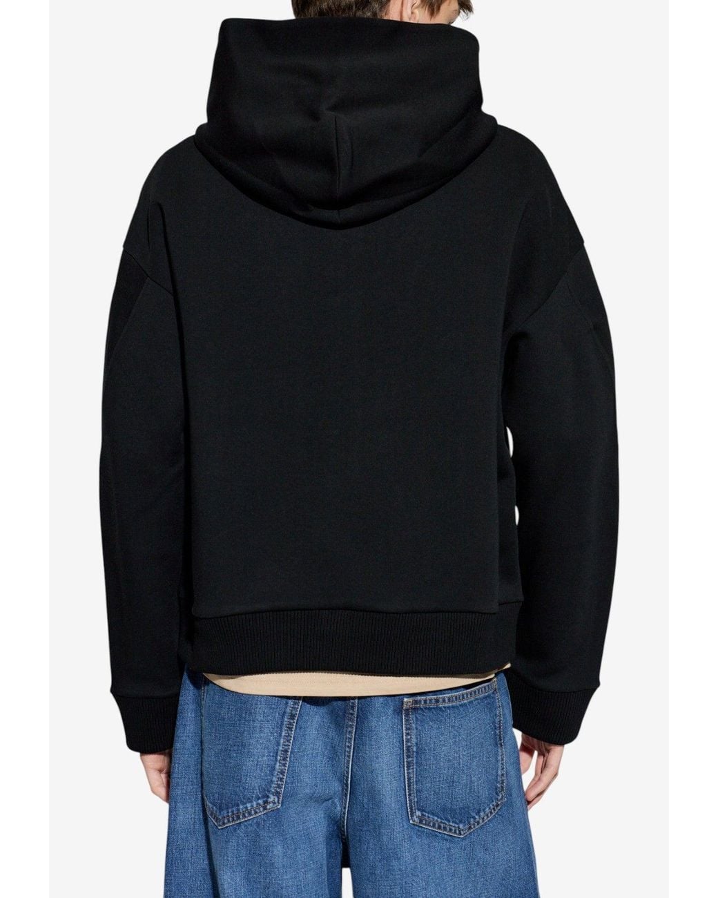Givenchy Black Logo Patch Zip-Up Hooded Sweatshirt for men