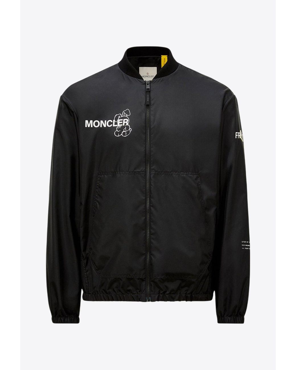 Moncler Genius Black Logo-Printed Zip-Up Jacket for men