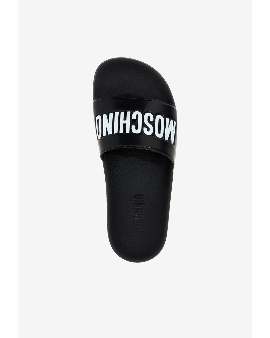Moschino White Logo Pool Slides