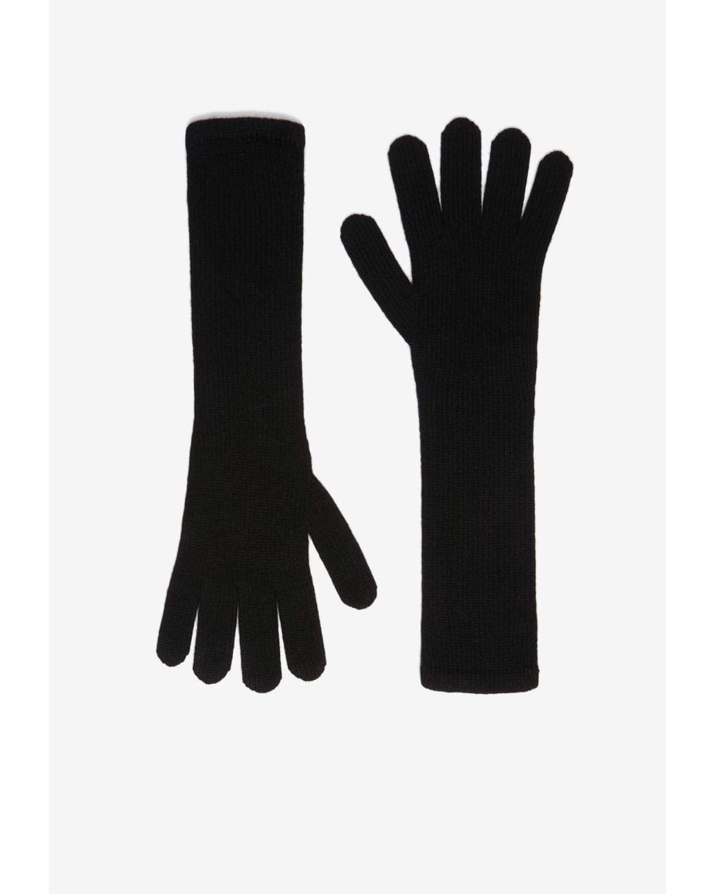 Max Mara Black Jock Ribbed Embroidered Gloves