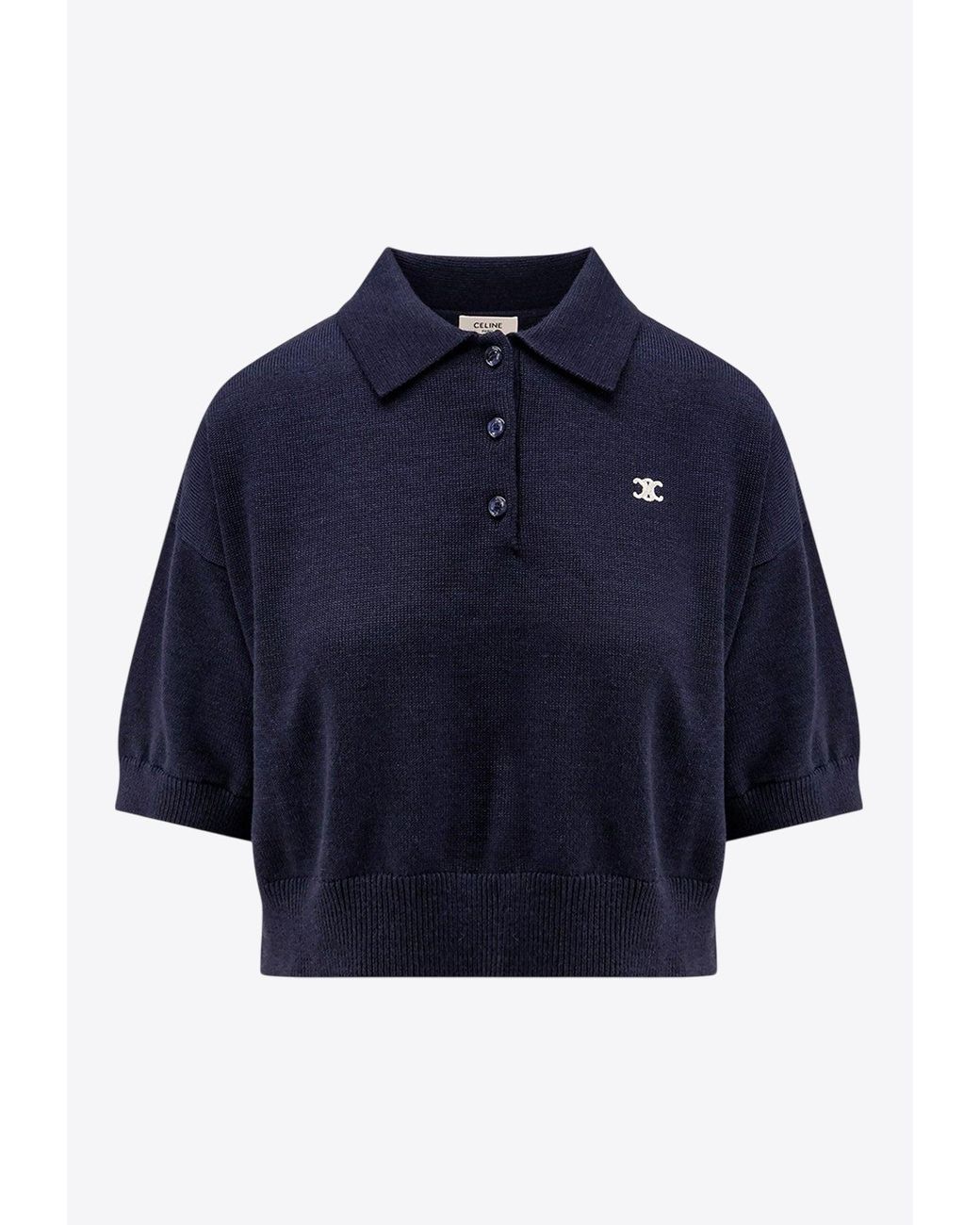 Tシャツ・カットソー CELINE Triomphe cropped polo in wool Tシャツ・カットソー cropped CELINE Triomphe in polo wool