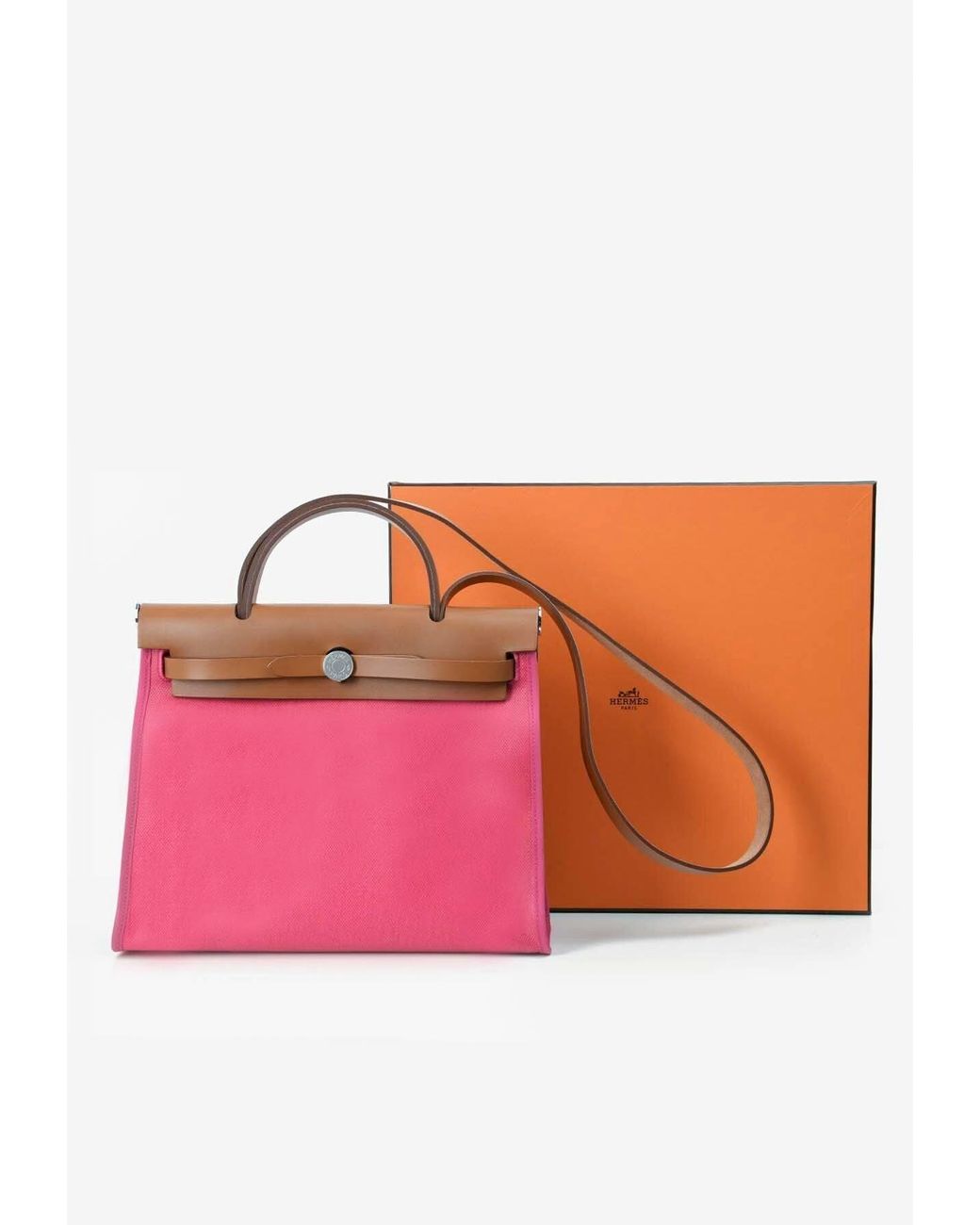 Hermes Herbag Zip 31 Toile And Leather Ecru-Brique-Mauve Pink/ Rouge S