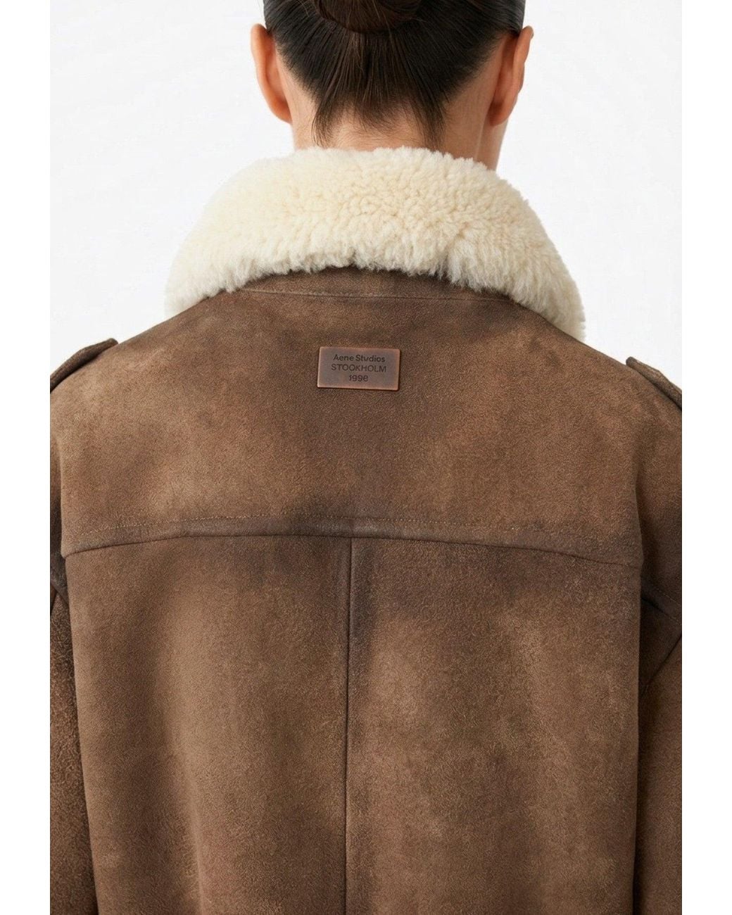 Acne Studios Suede Leather Cropped Bomber Jacket With Shearling Collar ...