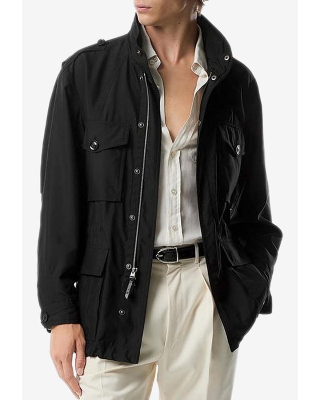 Tom Ford Black Zip Collar Field Jacket for men
