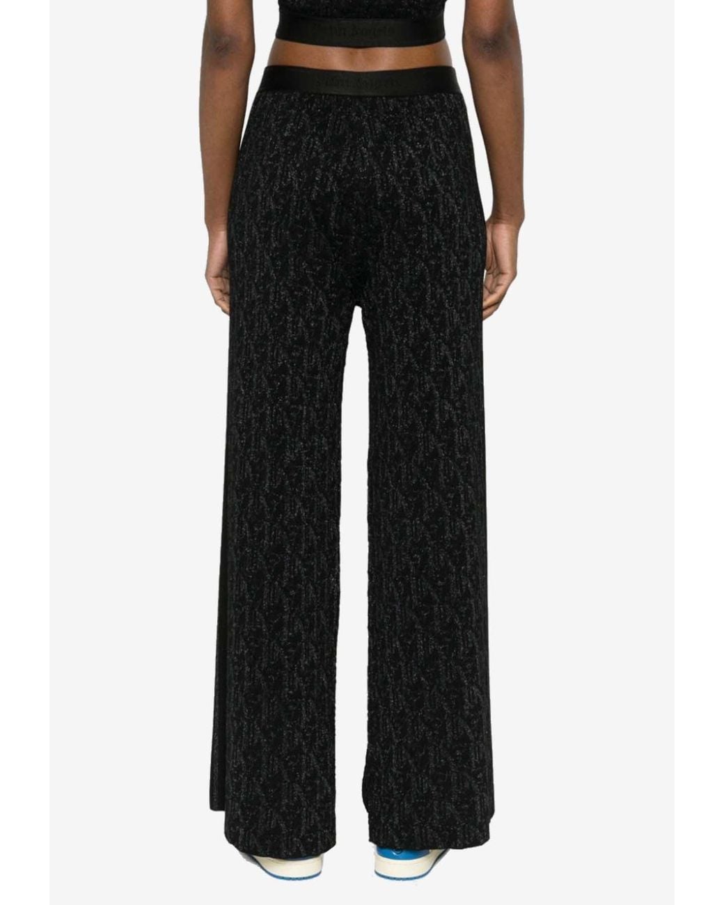 Palm Angels Black Monogram Jacquard Flared Pants