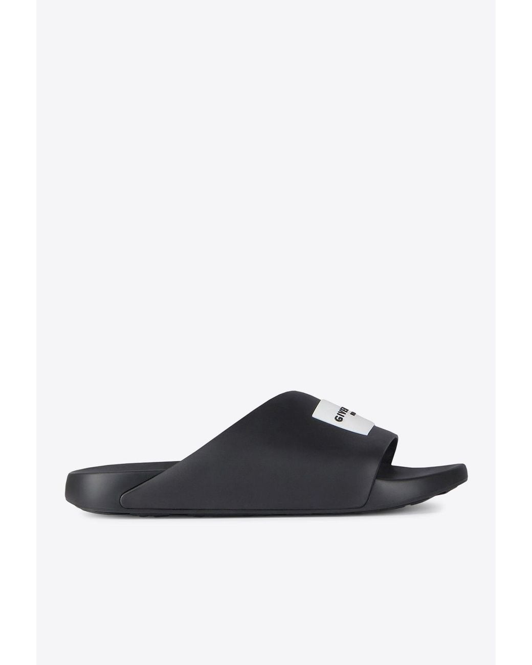 Givenchy White Logo Label Rubber Slides for men