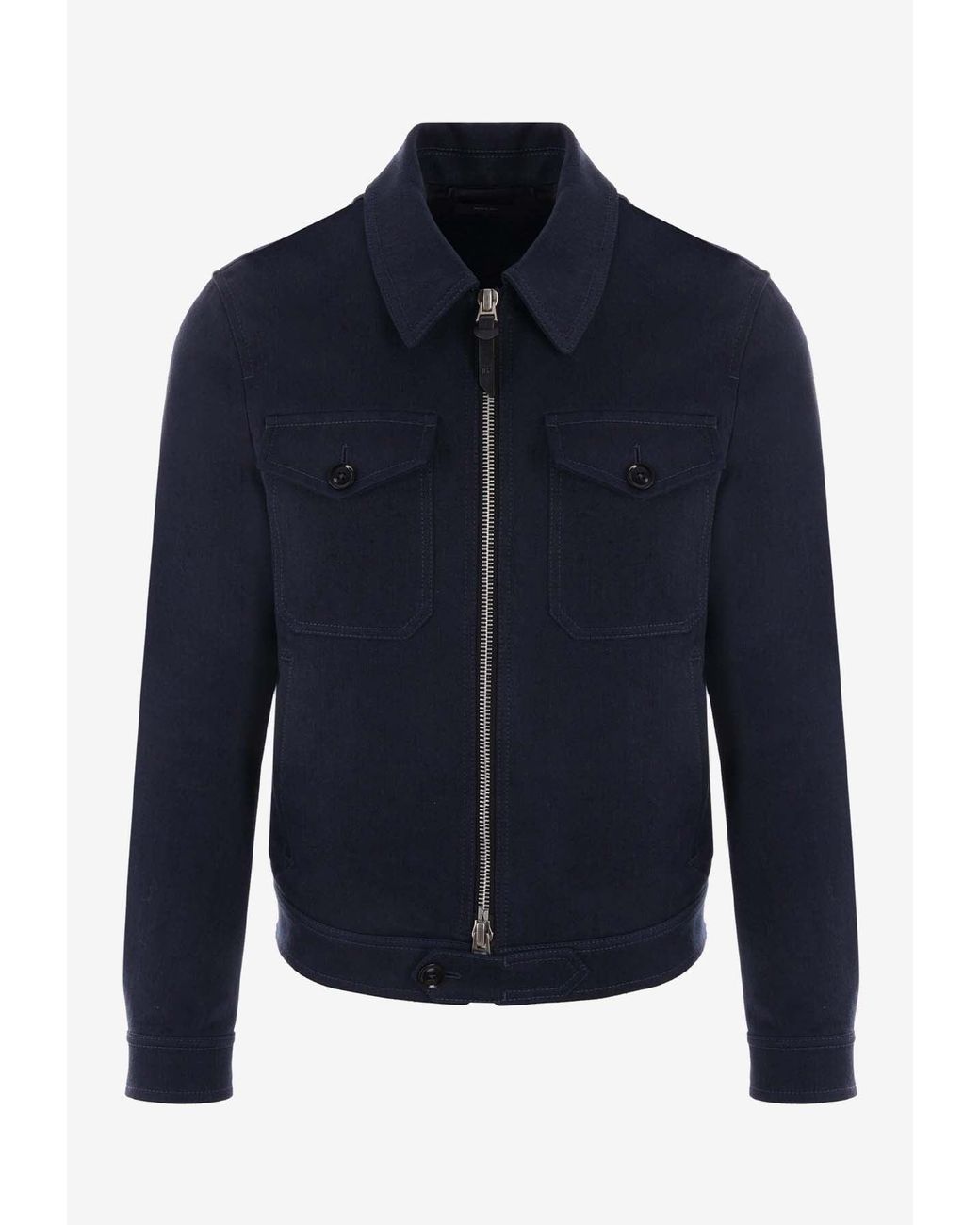 Tom Ford Blue Linen-Blend Zip-Up Jacket for men