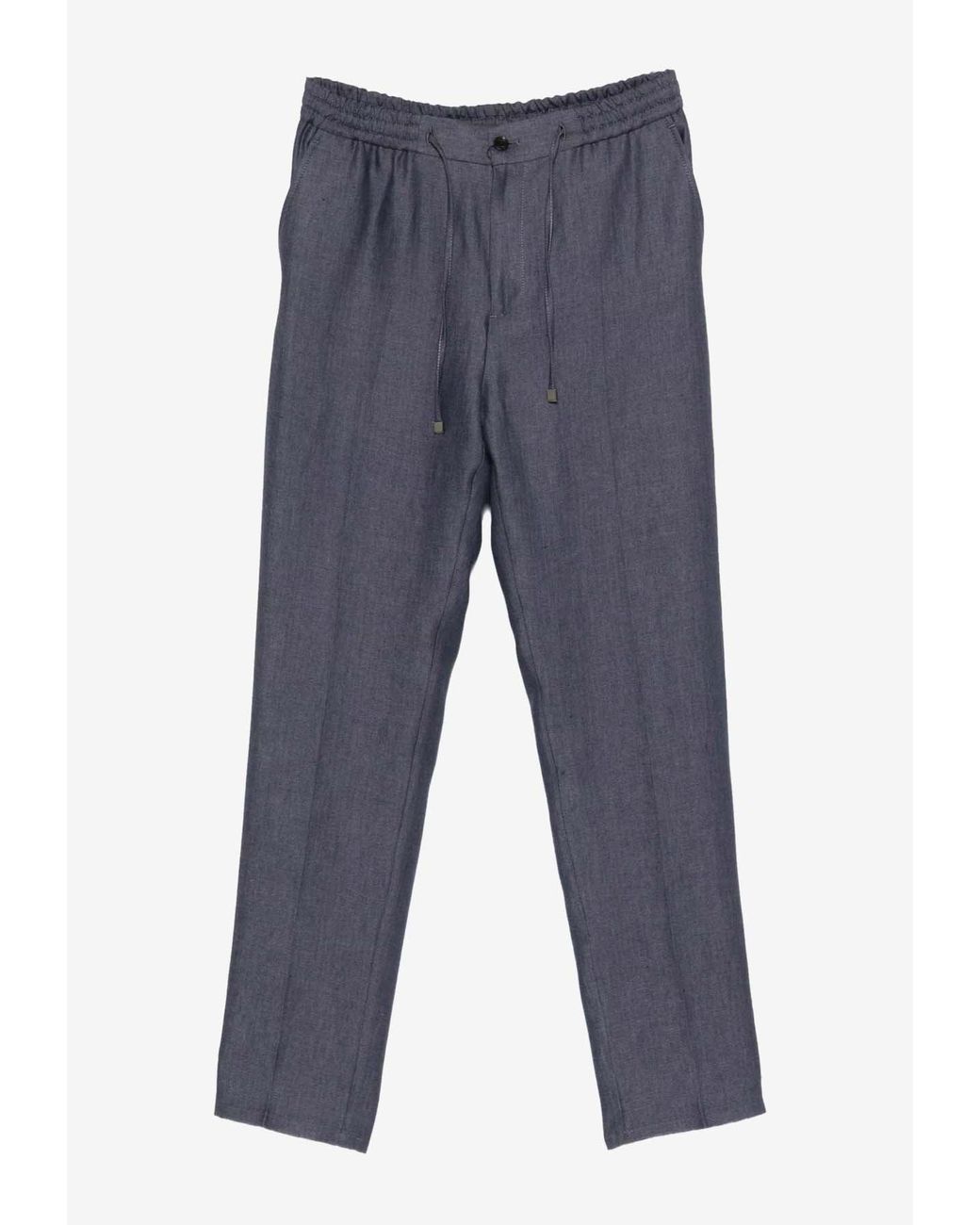 Etro Blue Linen Drawstring Track Pants for men