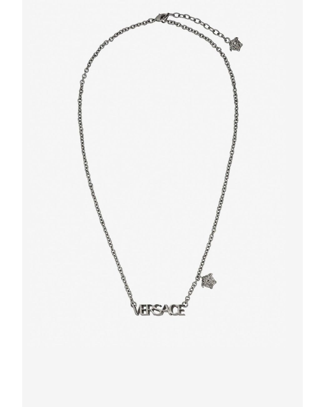 Versace Logo Necklace With Medusa Charm in Metallic Lyst