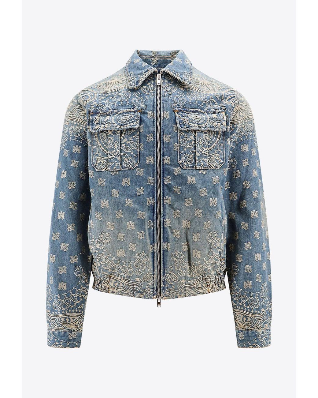 Amiri Bandana Jacquard Denim Jacket in Blue for Men Lyst