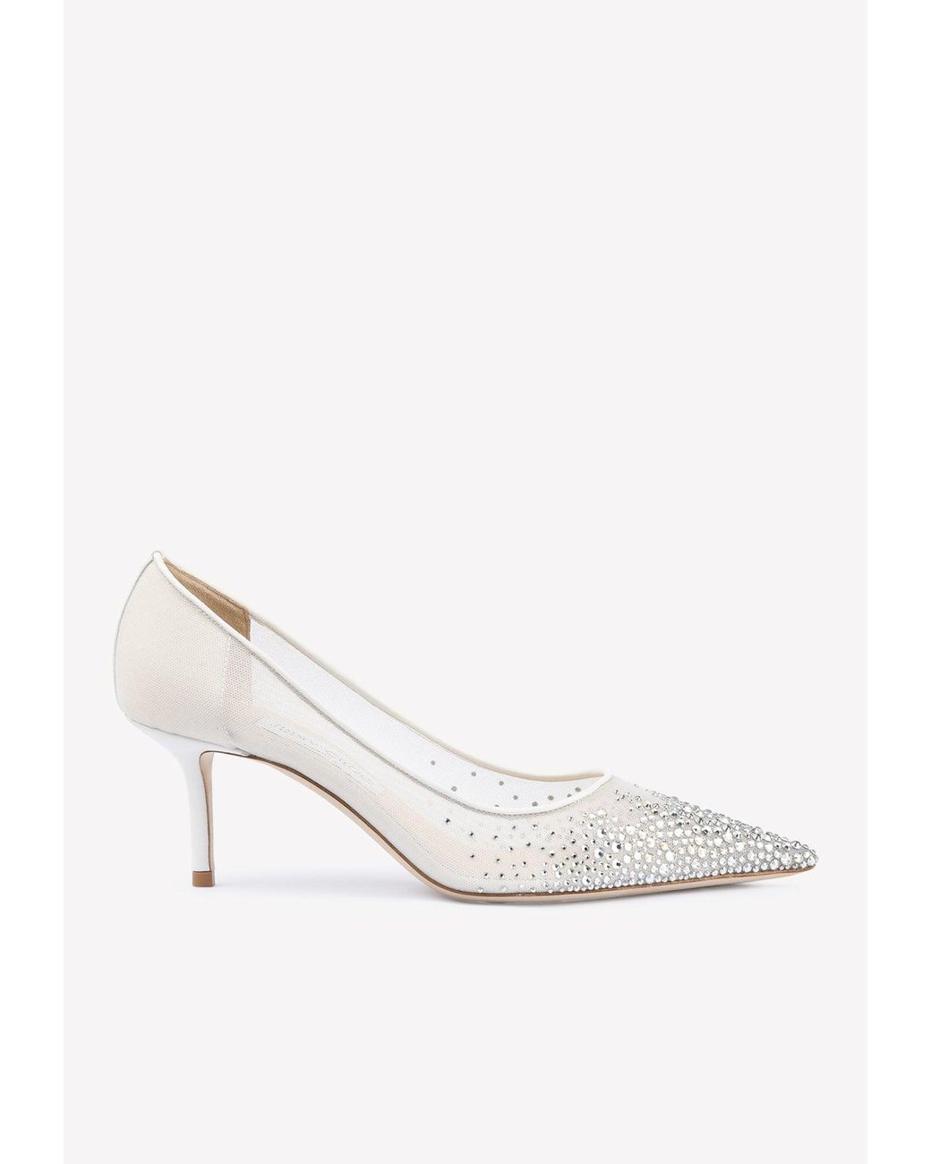 【美品！】JIMMY CHOO ホワイト ハイヒール レース　メッシュ　34 ラブ 85 | ブライダル ホワイトメッシュ・パンプス | ジミー チュウ