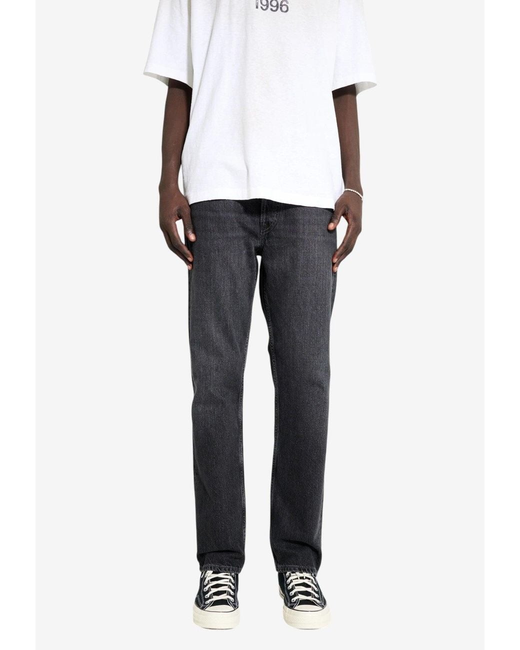 Acne Gray Logo Patch Striaght Jeans for men