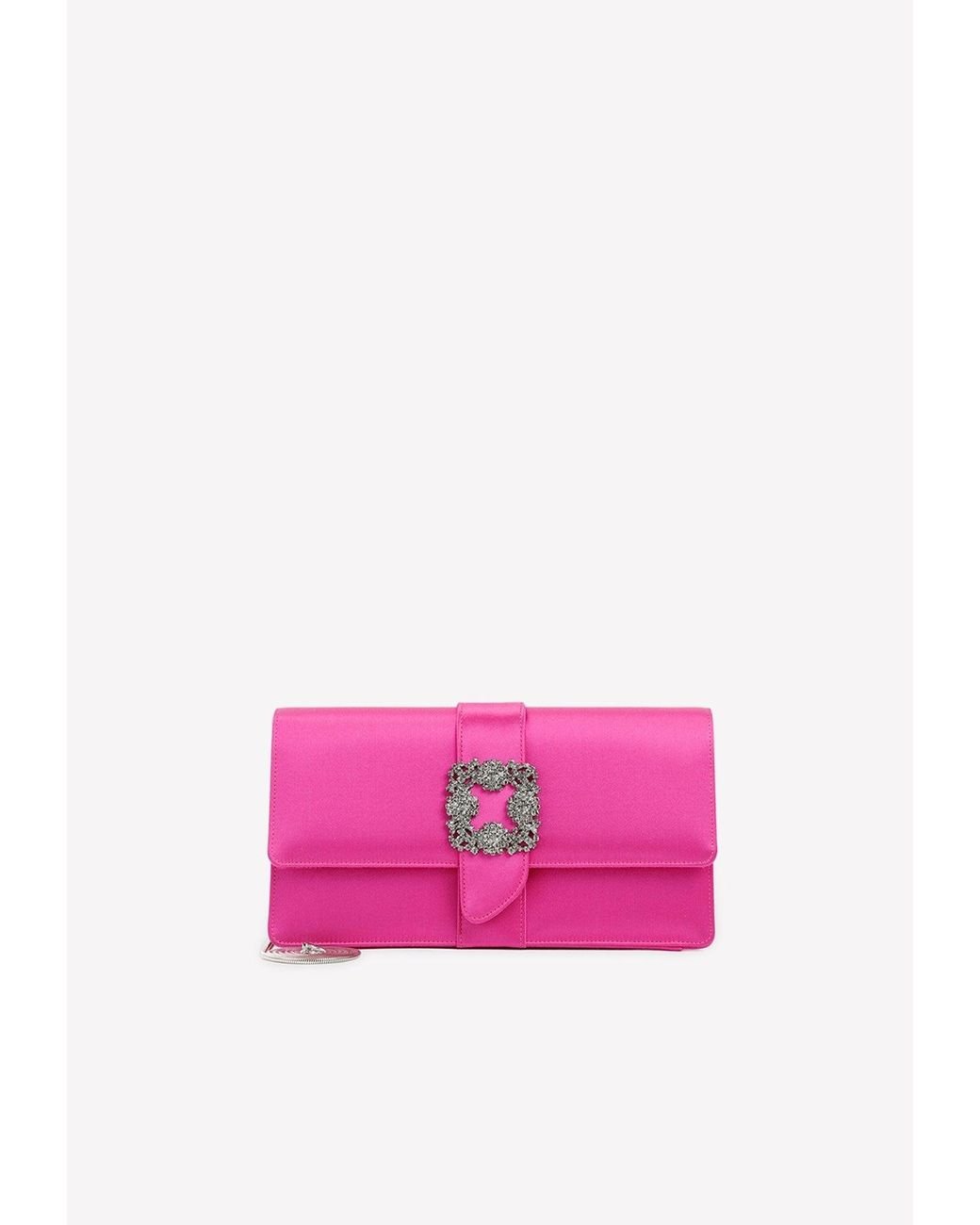 Manolo Blahnik Capri Clutch Bag In Satin in Pink | Lyst Canada